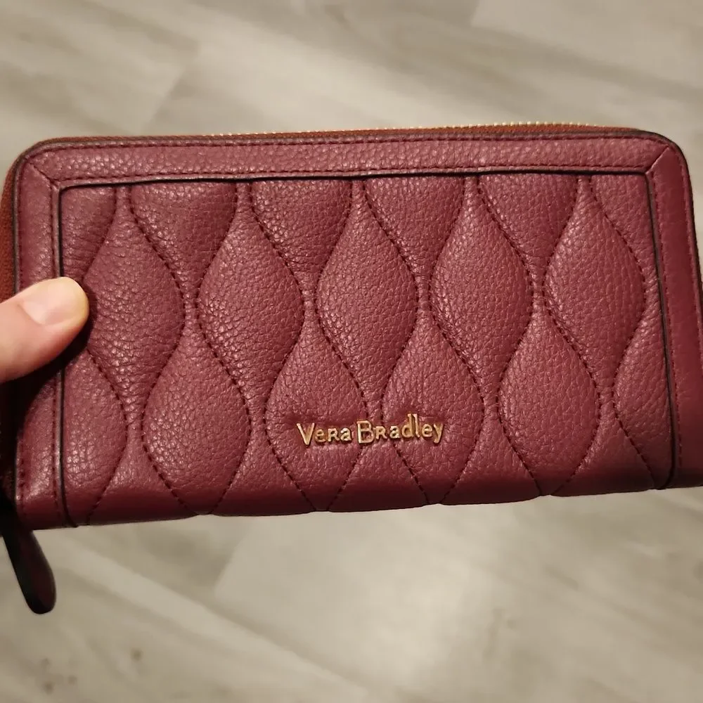 Vera Bradley Wallet Quilted Zip-Around Wallet in Burgundy